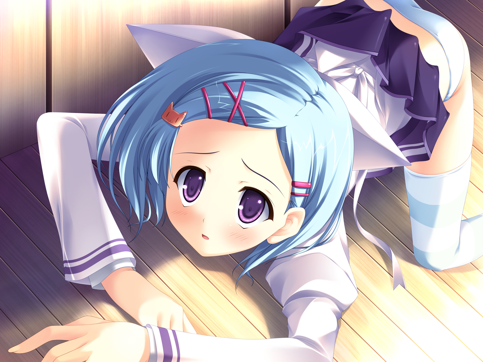 Blue Hair Blush Charlotte Vaasa Game Cg Journey Nanairo - HD Wallpaper 