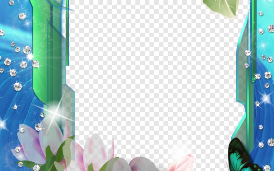 Flower Frame Wallpaper Png, Png Download - Blue Green Background Frame - HD Wallpaper 