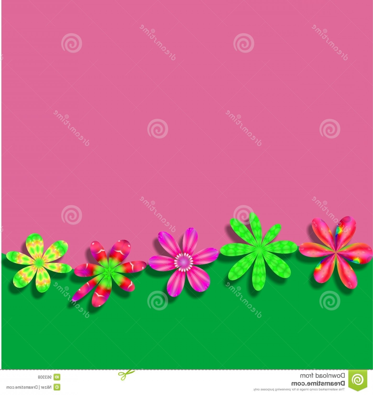 Disney Frames Flower Vectors - Green And Pink Flower - HD Wallpaper 