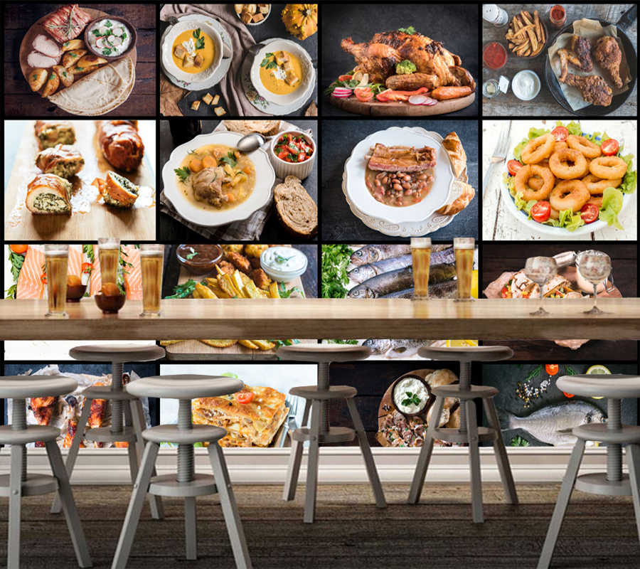 Custom Food Wallpaper, Various Dish Murals For Restaurant - Wallpaper - HD Wallpaper 