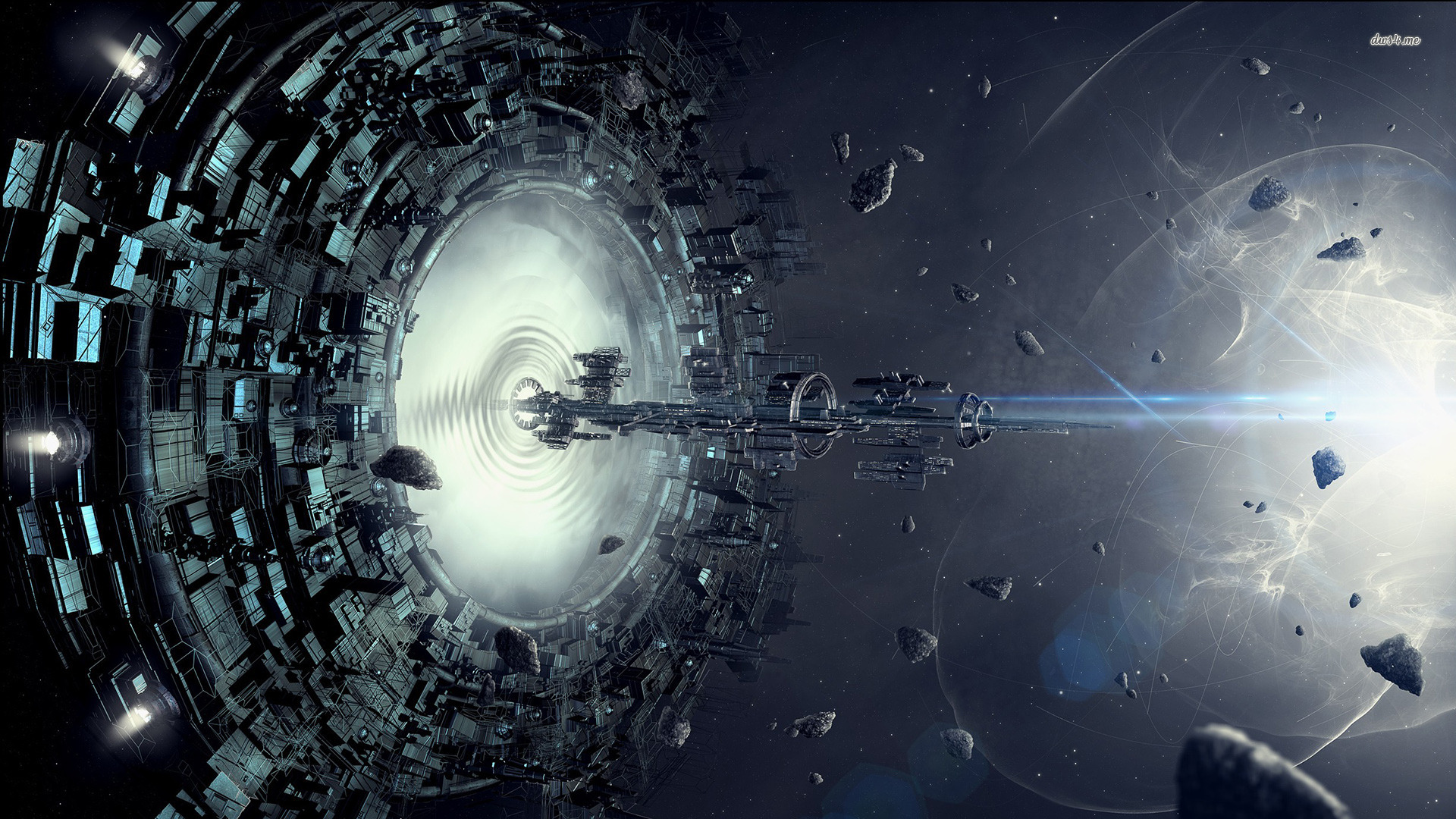 Spaceship Entering Through The Gate - 4k Wallpaper Spaceship - HD Wallpaper 