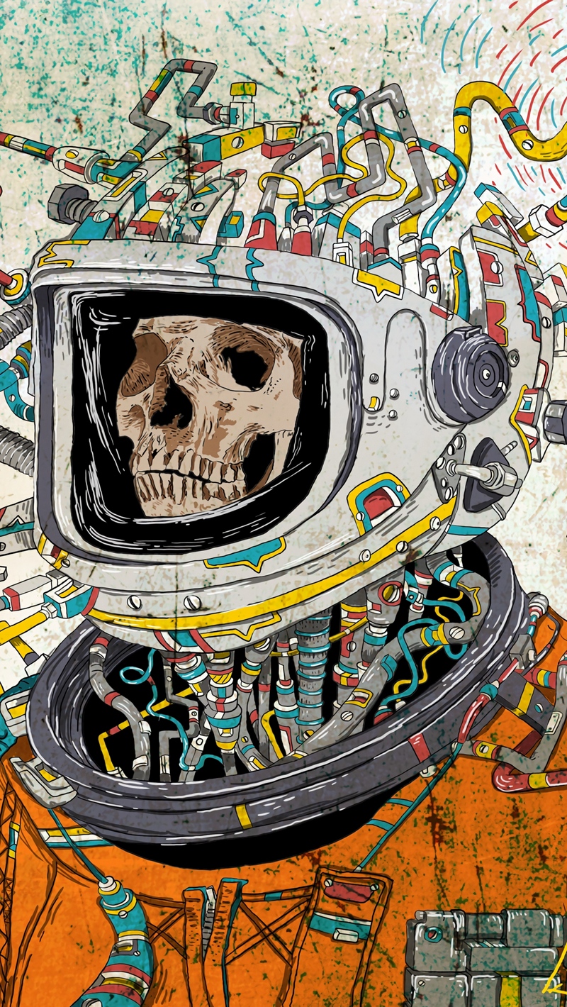 Wallpaper Skull, Space Suit, Art, Astronaut, Surreal - Surreal Iphone Background - HD Wallpaper 