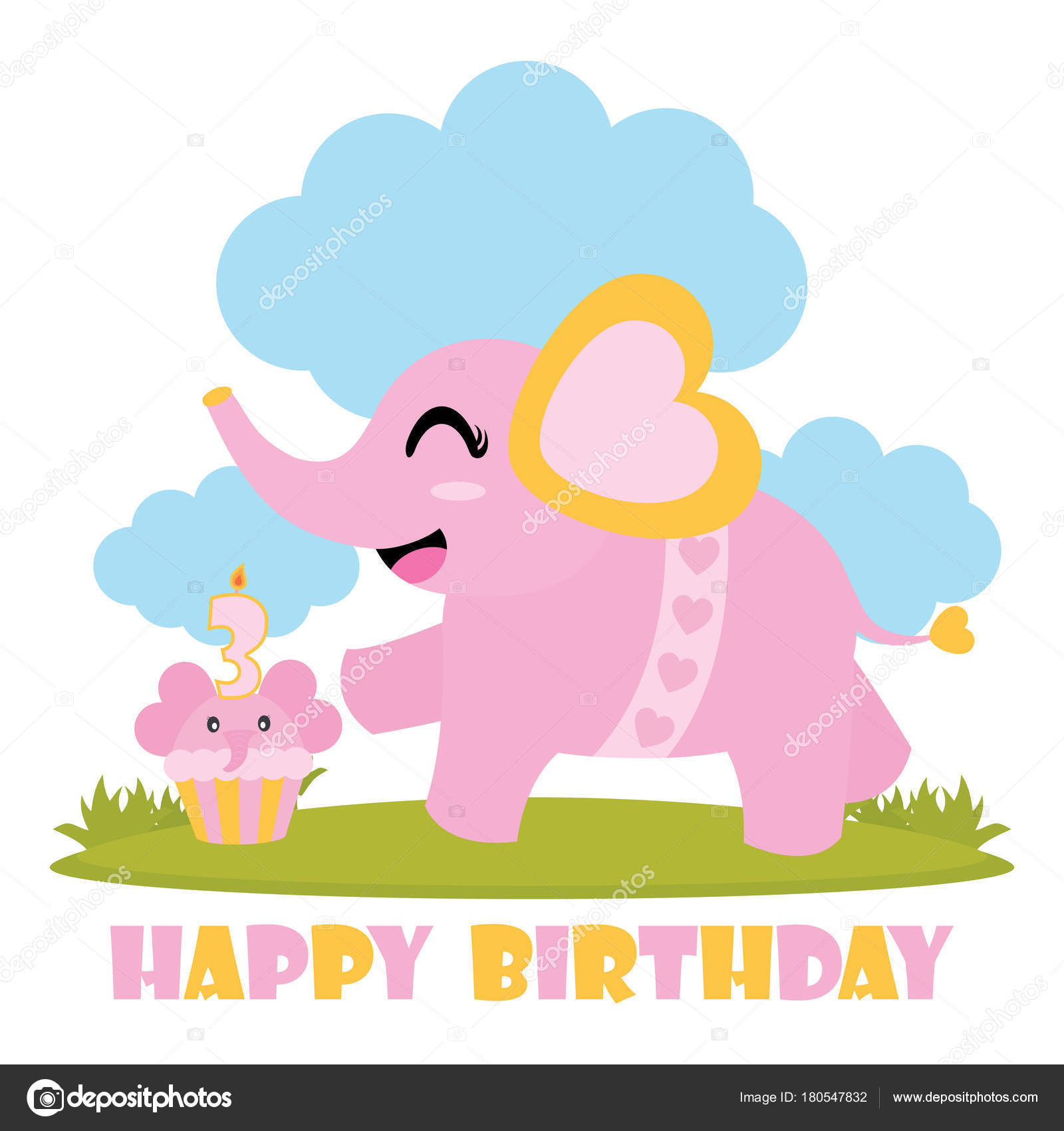Elephant Cake Birthday Cartoon - HD Wallpaper 