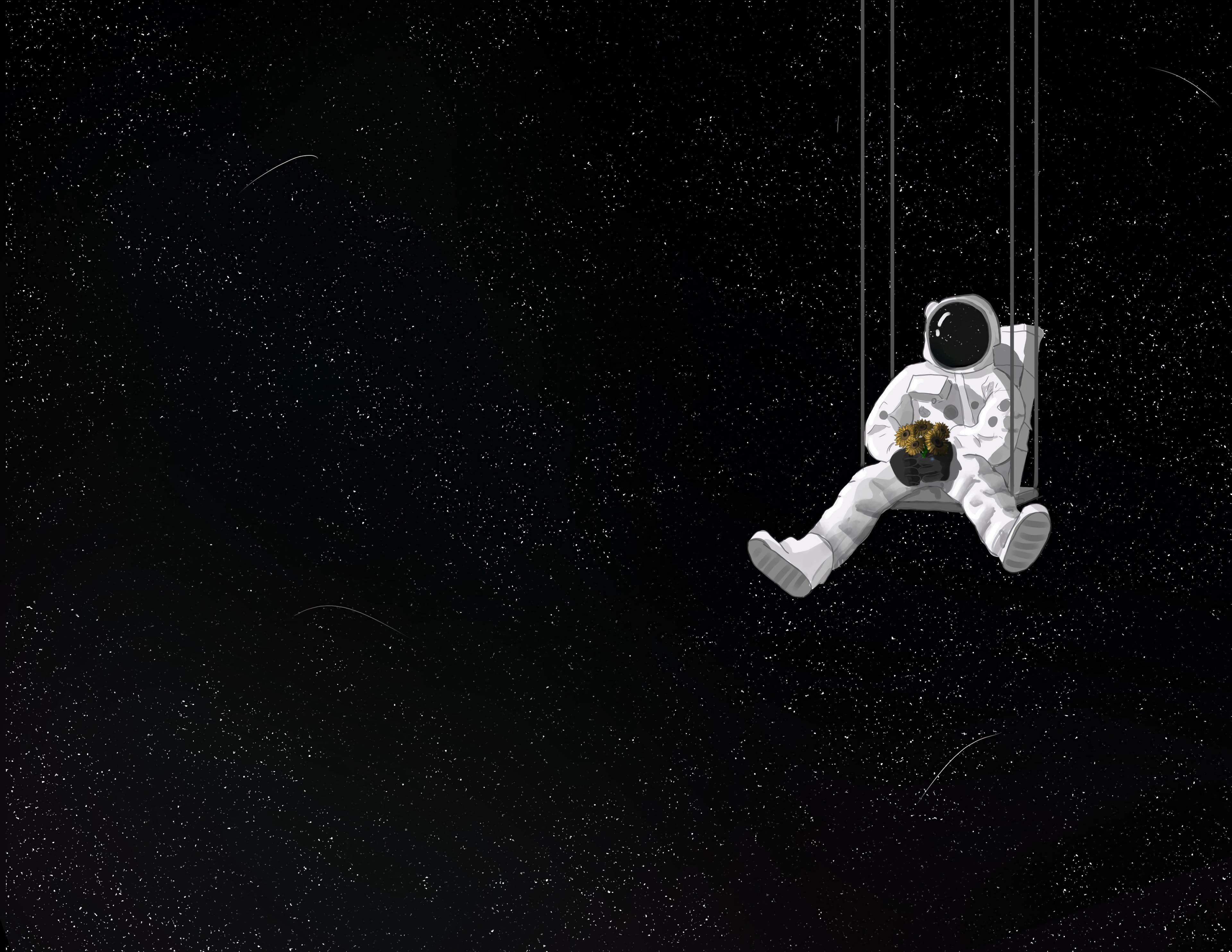 Astronot, Ayunan, Buket, Luar Angkasa, Seni - HD Wallpaper 
