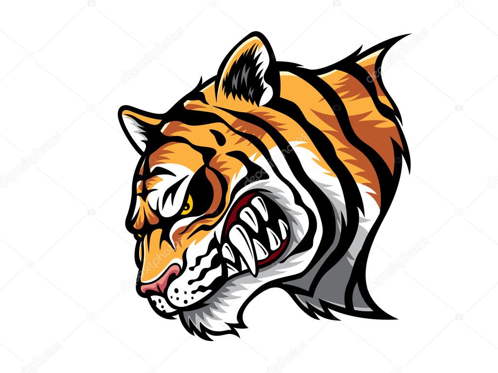 Cartoon Roaring Angry Tiger - HD Wallpaper 