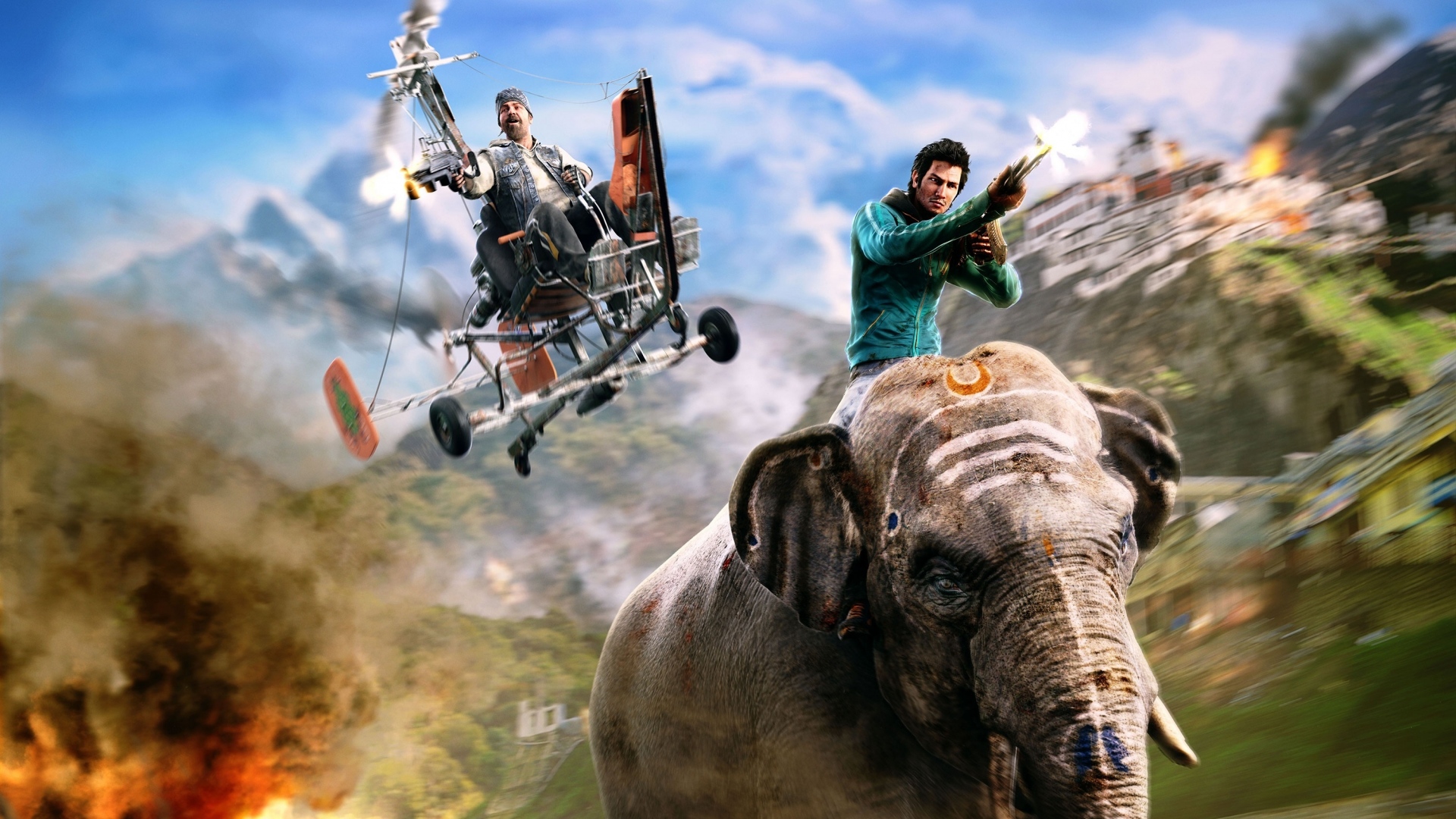 Wallpaper Far Cry 4 Gyrocopter Elephant - Ajay Ghale Far Cry 4 Yeti - HD Wallpaper 