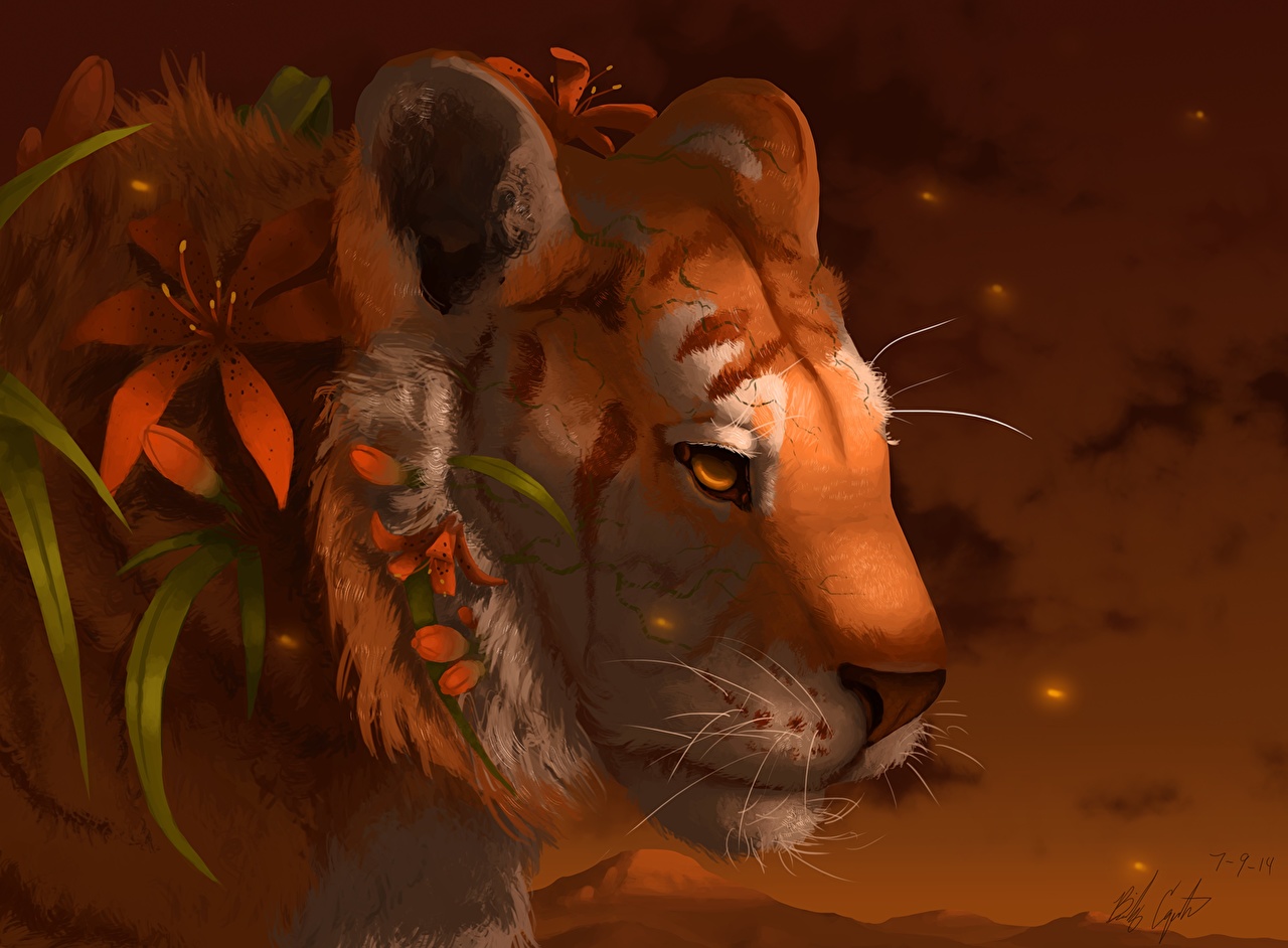 Fantasy Magical Tigers - HD Wallpaper 