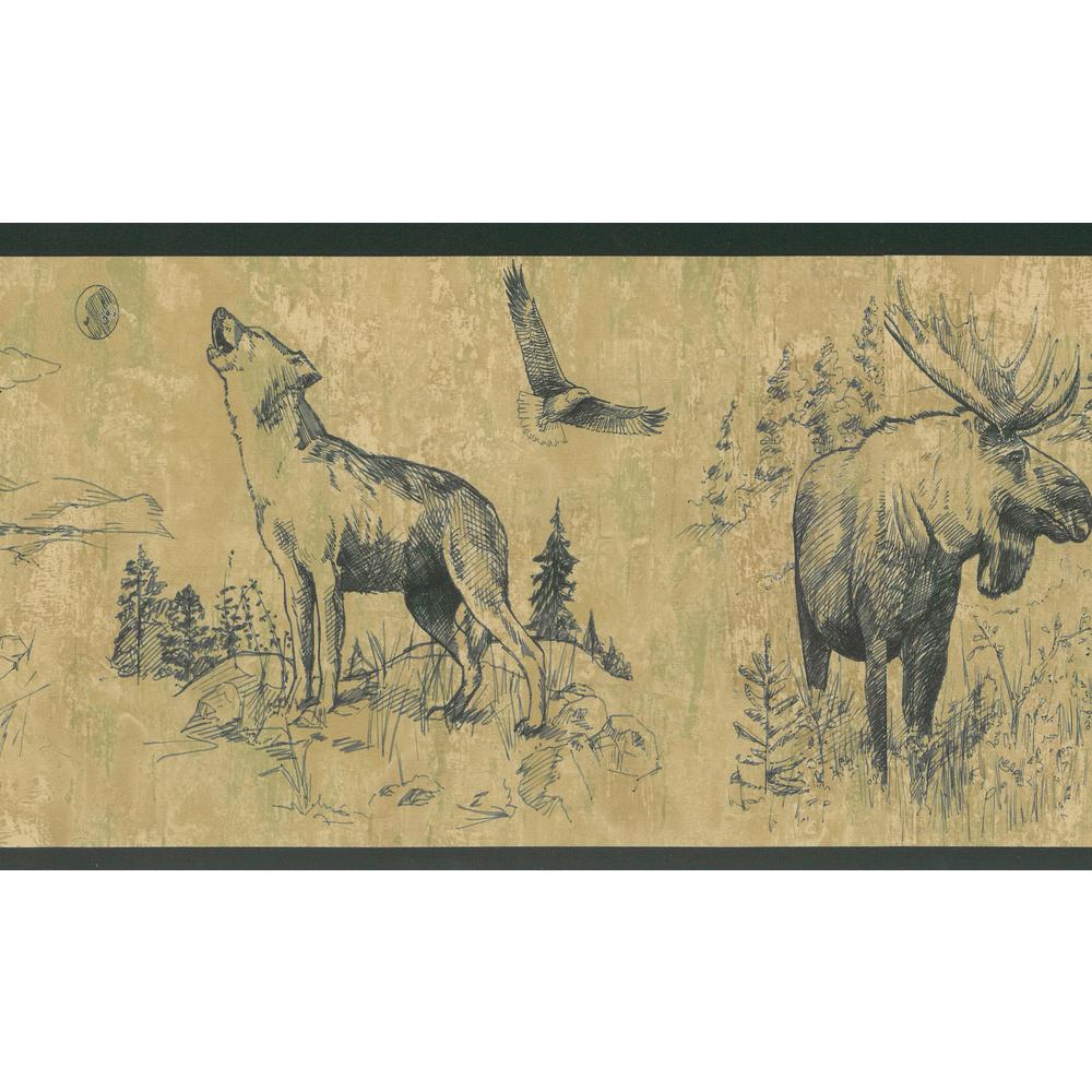 879191 Moose Buffalo Wolf Eagle Wallpaper Border - HD Wallpaper 