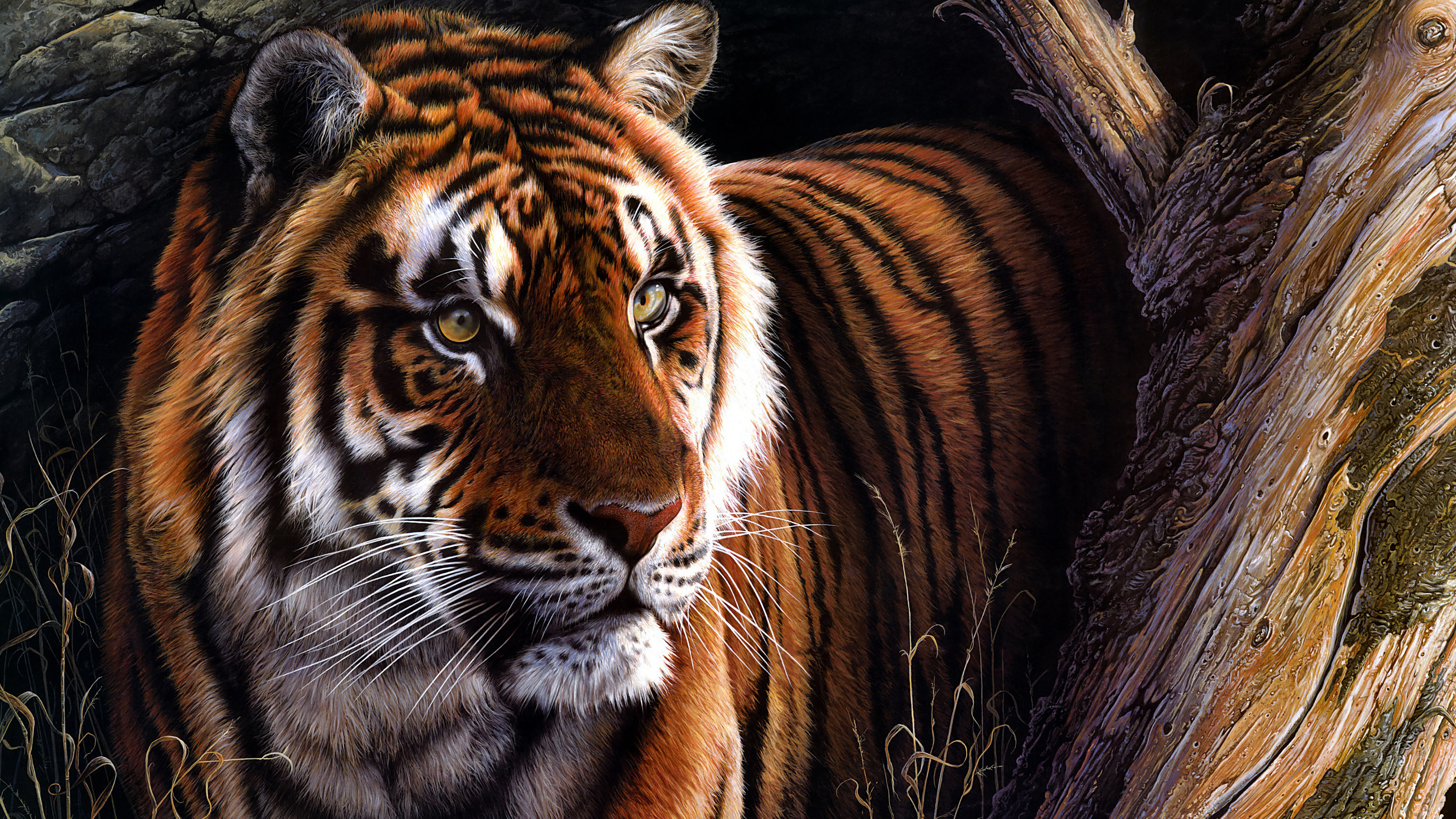 Tiger Oil Paint 4k - 4k Animal Wallpaper For Mobile (3840x2160)