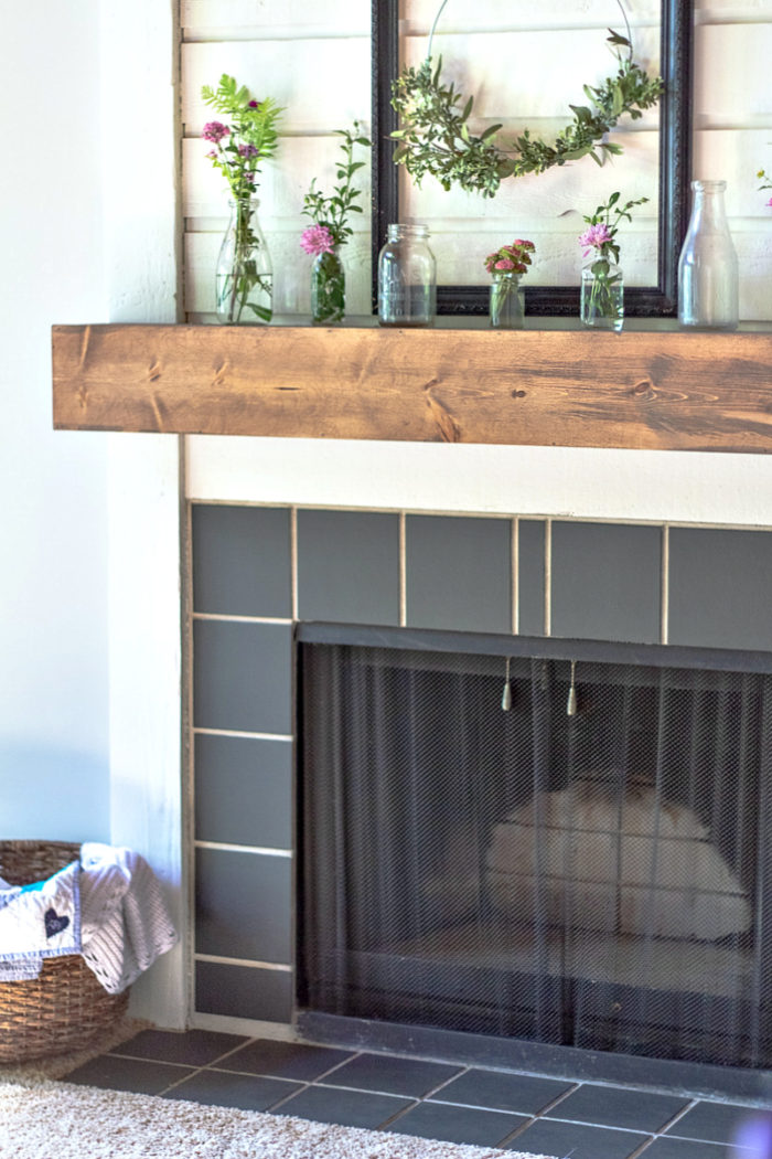 Diy Fireplace Makeover - Gray Painted Tile Fireplace - HD Wallpaper 