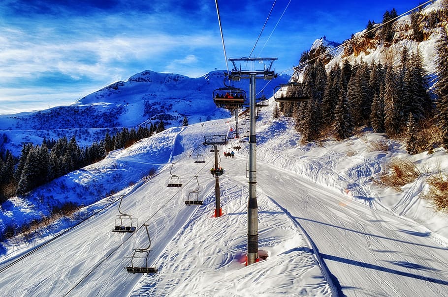 Road Covered With Snow, France, Mountains, Winter, - Ski Samoens - HD Wallpaper 