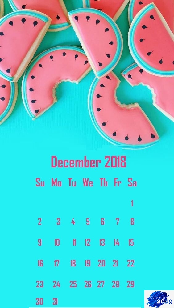 Cute Artistic Wallpaper December 2018 Screensaver Calendar - Watermelon Wallpaper Hd - HD Wallpaper 