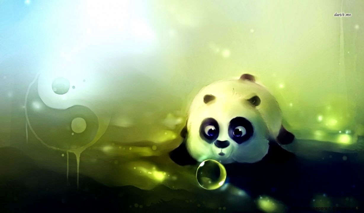Cute Panda Playing With Bubbles Wallpaper Artistic - Kung Fu Panda Baby Po Cute - HD Wallpaper 
