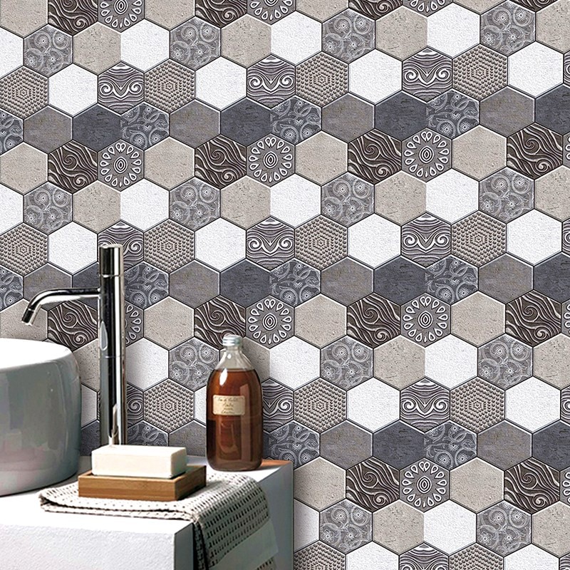 Retro Tiles Brick Waterproof Wallpaper Bathroom Kitchen - Bedroom Pvc Wall Panels - HD Wallpaper 
