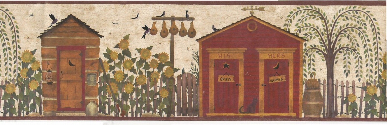 879070 Folk Art Outhouse Wallpaper Border Ha61063b - HD Wallpaper 