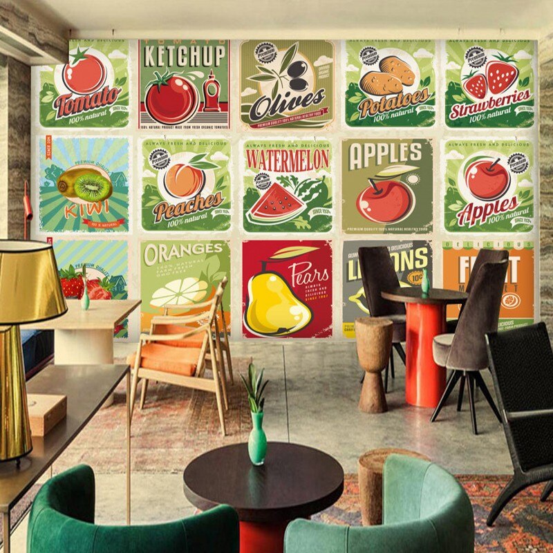 Cafe Interior Painting Food - HD Wallpaper 