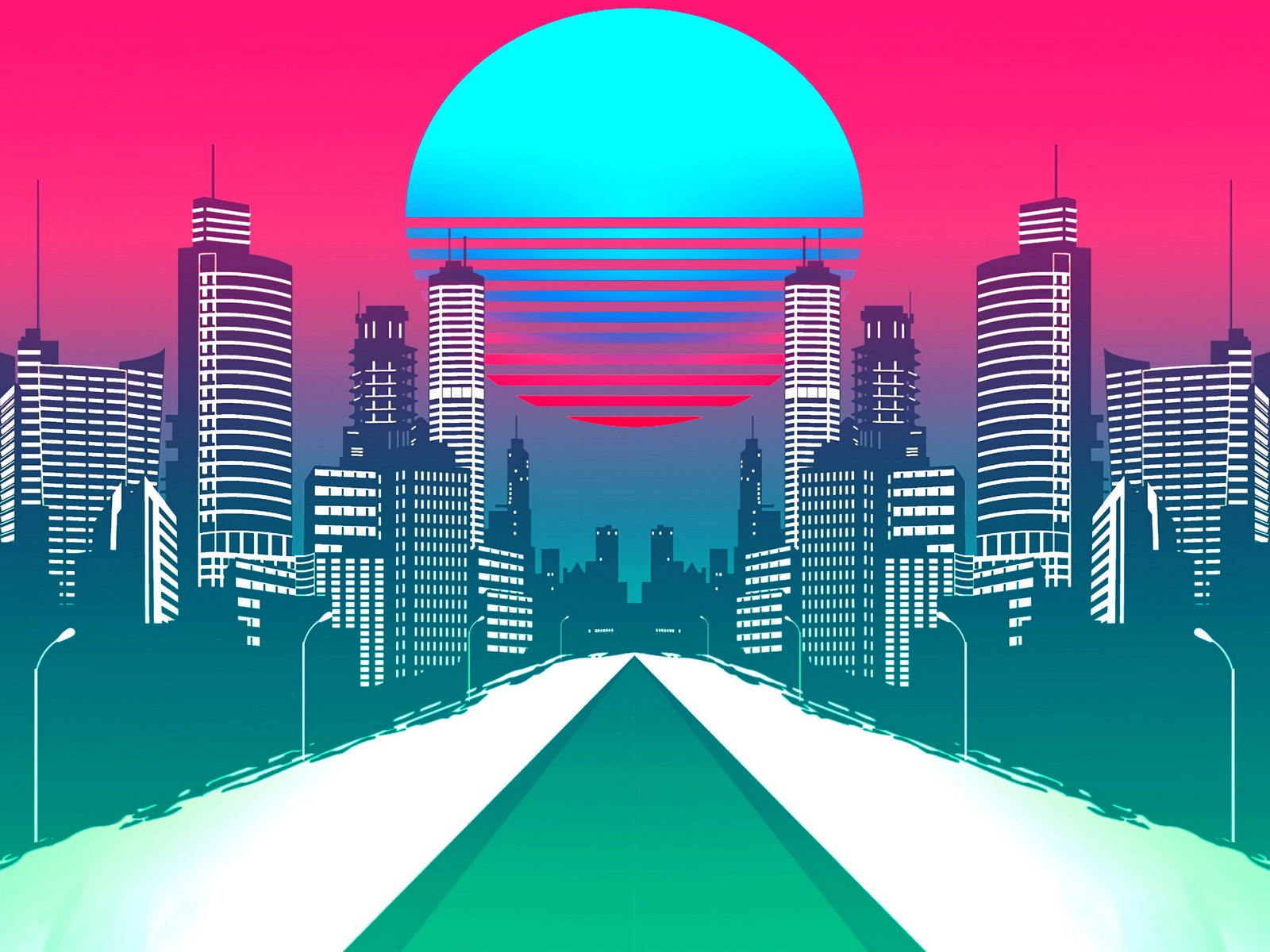 Wallpaper City, Art, Retrowave, Synthwave, Retro - Retro Wave - HD Wallpaper 