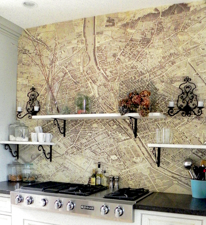 Retro Kitchen Backsplash Ideas - Map Kitchen Backsplash - HD Wallpaper 