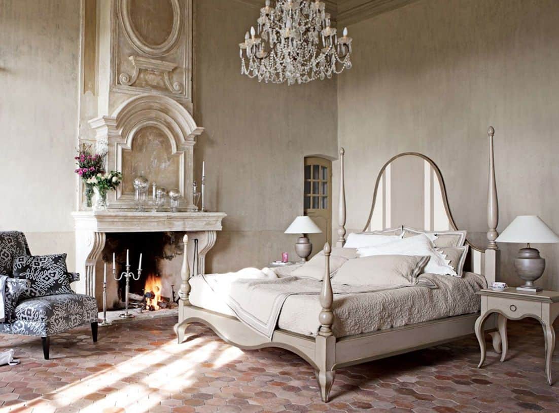 Vintage Style Wallpaper Bedroom - French Bedroom Interior Design - HD Wallpaper 
