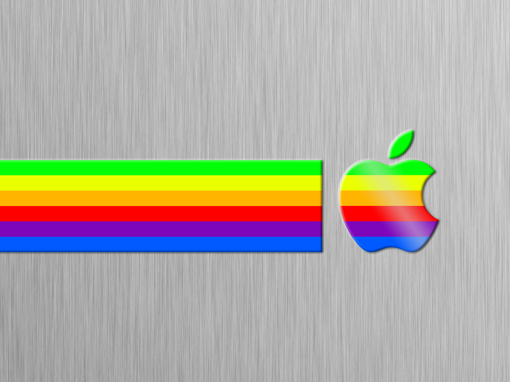 Ic3d Ipad Wallpaper - Retro Rainbow Apple Logo - HD Wallpaper 