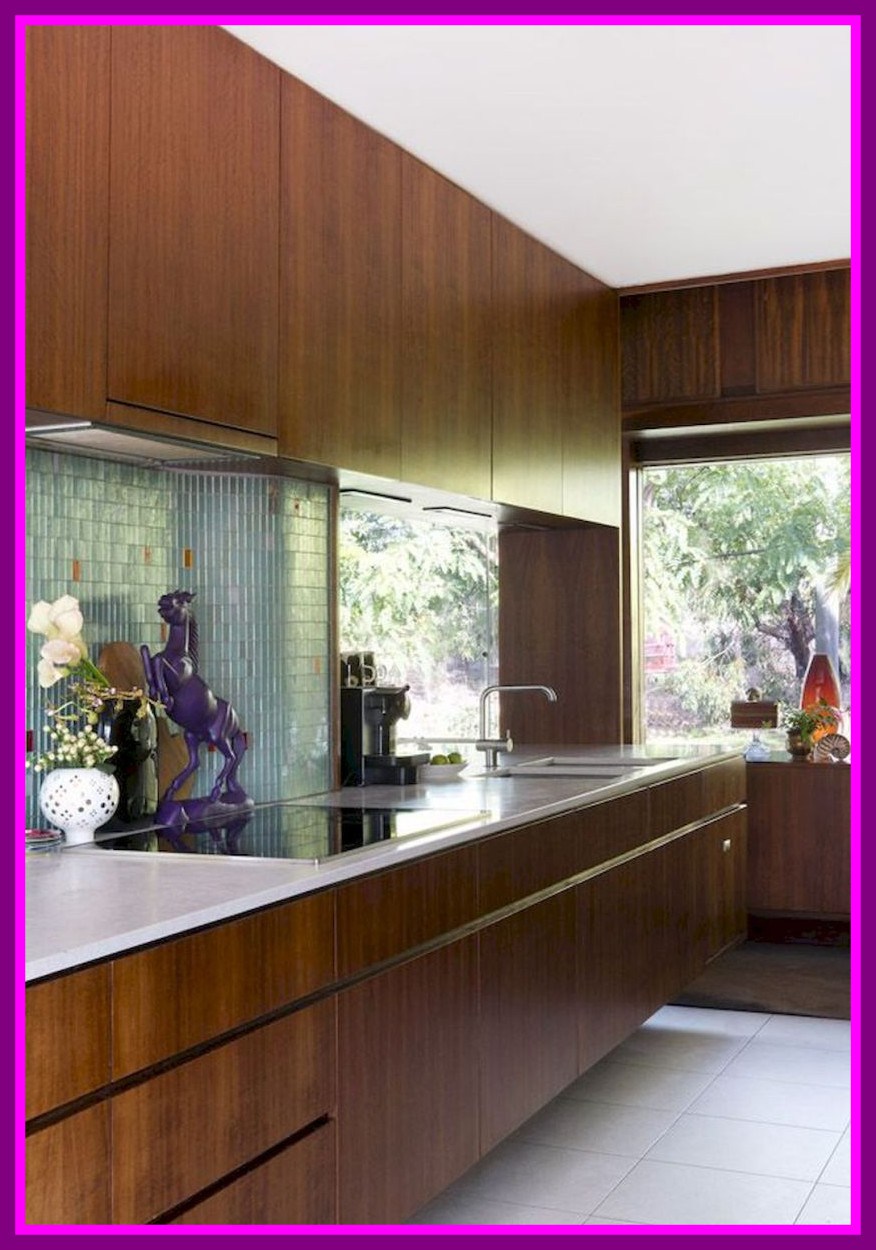 Mid Century Inspired Wallpaper - Mid Century Modern Timber Kitchen - HD Wallpaper 