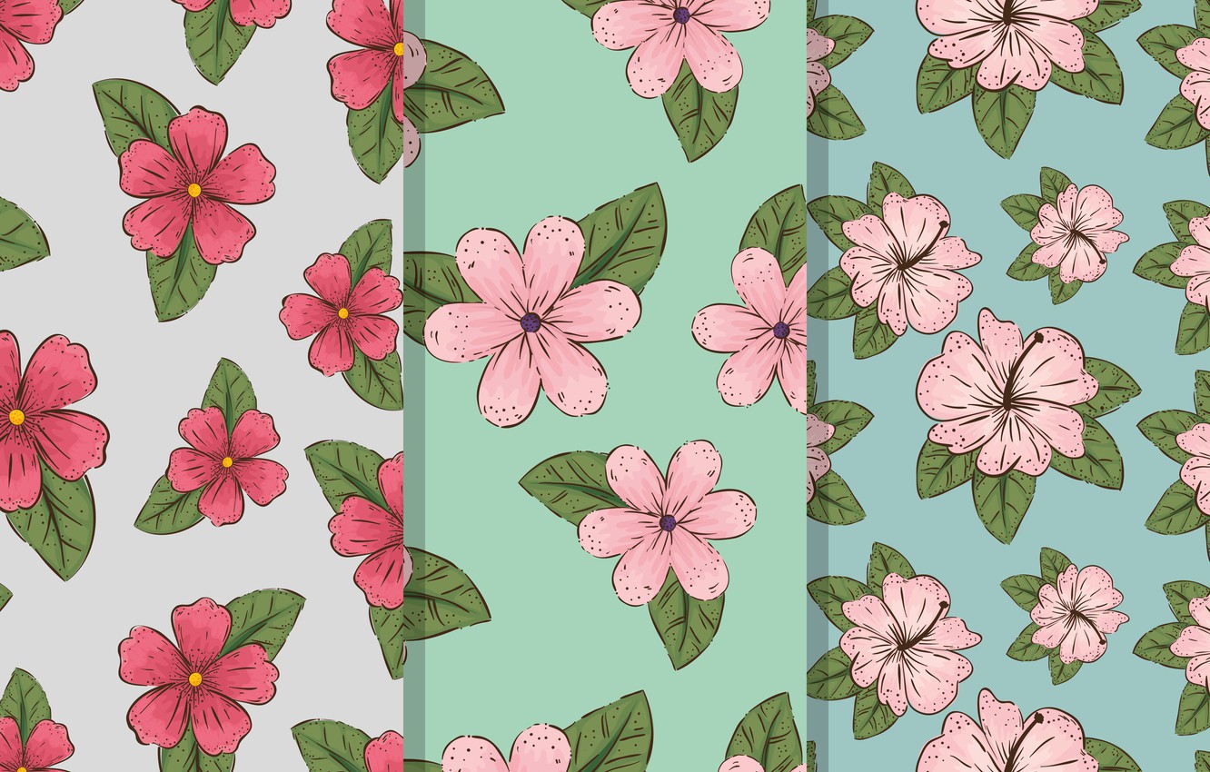 Photo Wallpaper Background, Texture, Flowers, Vintage - Busy Lizzie Flower Illustration - HD Wallpaper 
