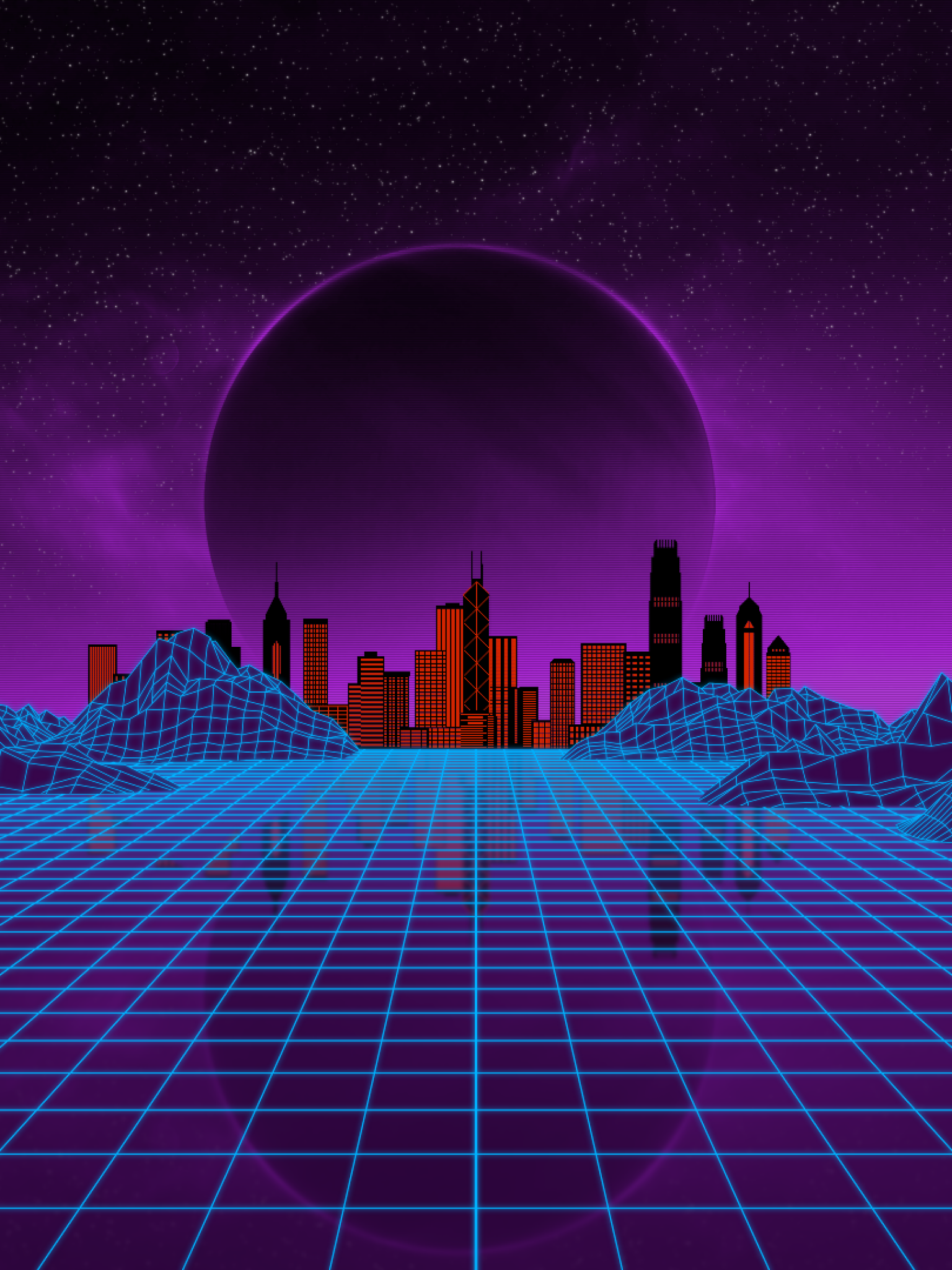 Retro Wave Landscape, Hills - HD Wallpaper 