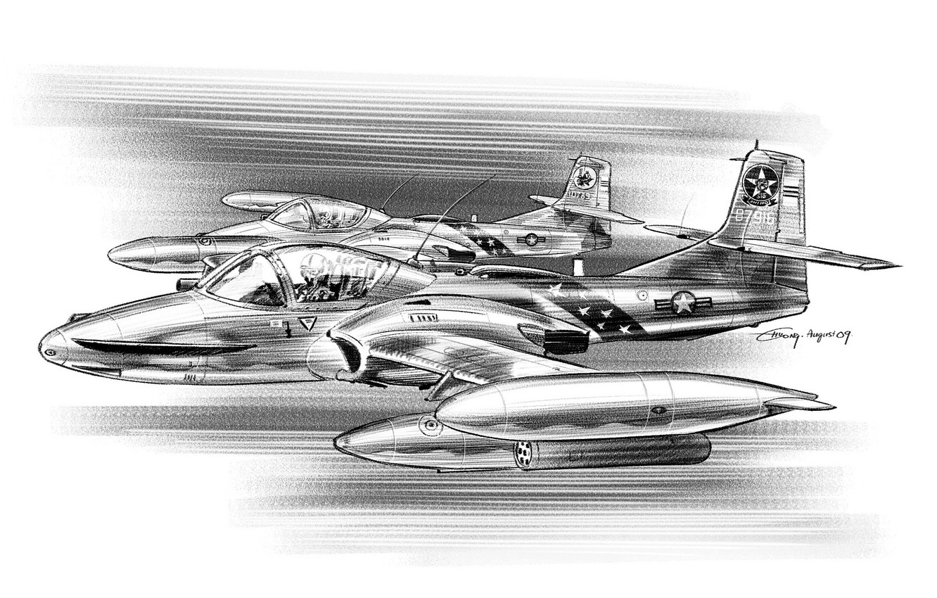 Photo Wallpaper Pencil, Attack, A-37, Easy, Dragonfly, - Lockheed T-33 - HD Wallpaper 