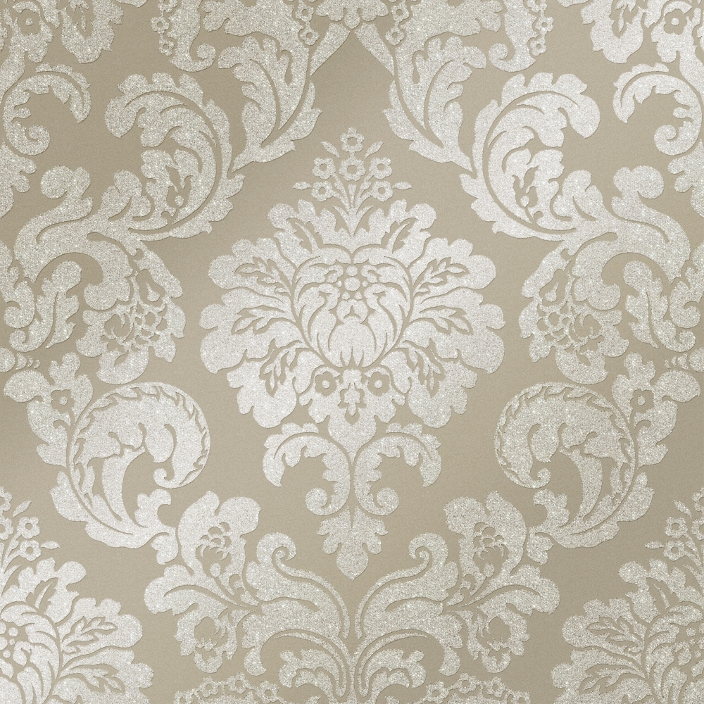 Silver Damask Pattern - HD Wallpaper 