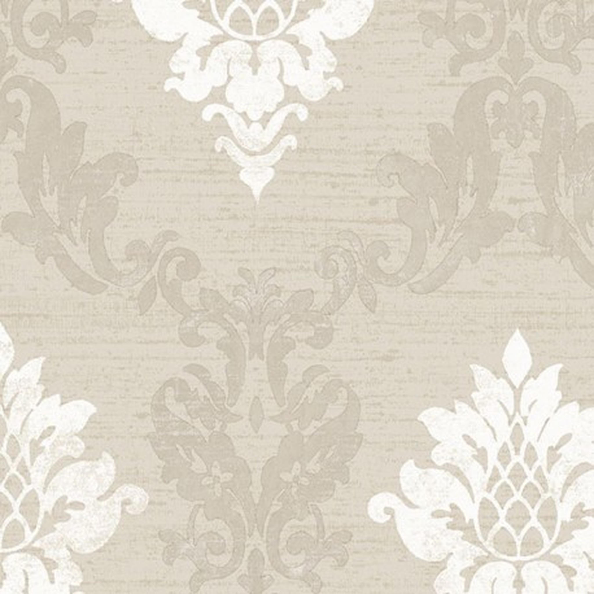 Beige, Taupe & White - Norwall In-register Silk Damask Wallpaper - HD Wallpaper 