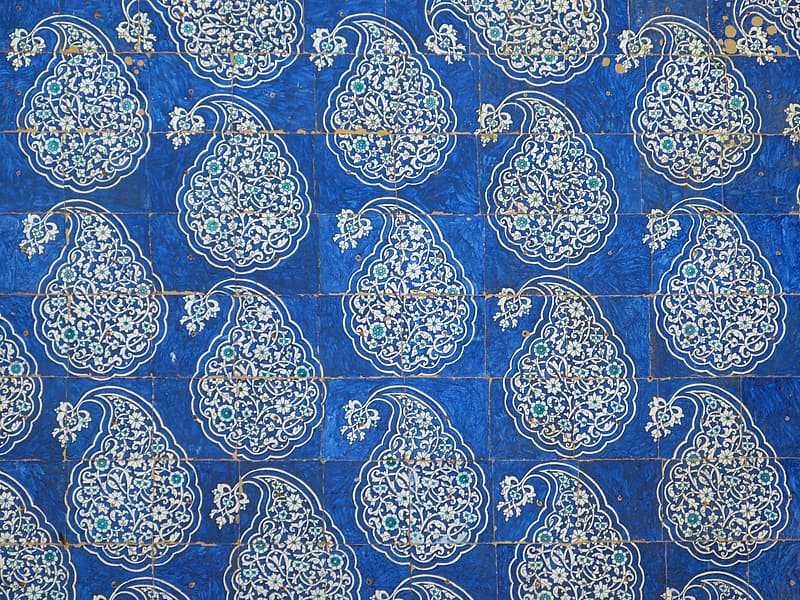 Grey And Blue Paisley Wallpaper - Khiva - HD Wallpaper 