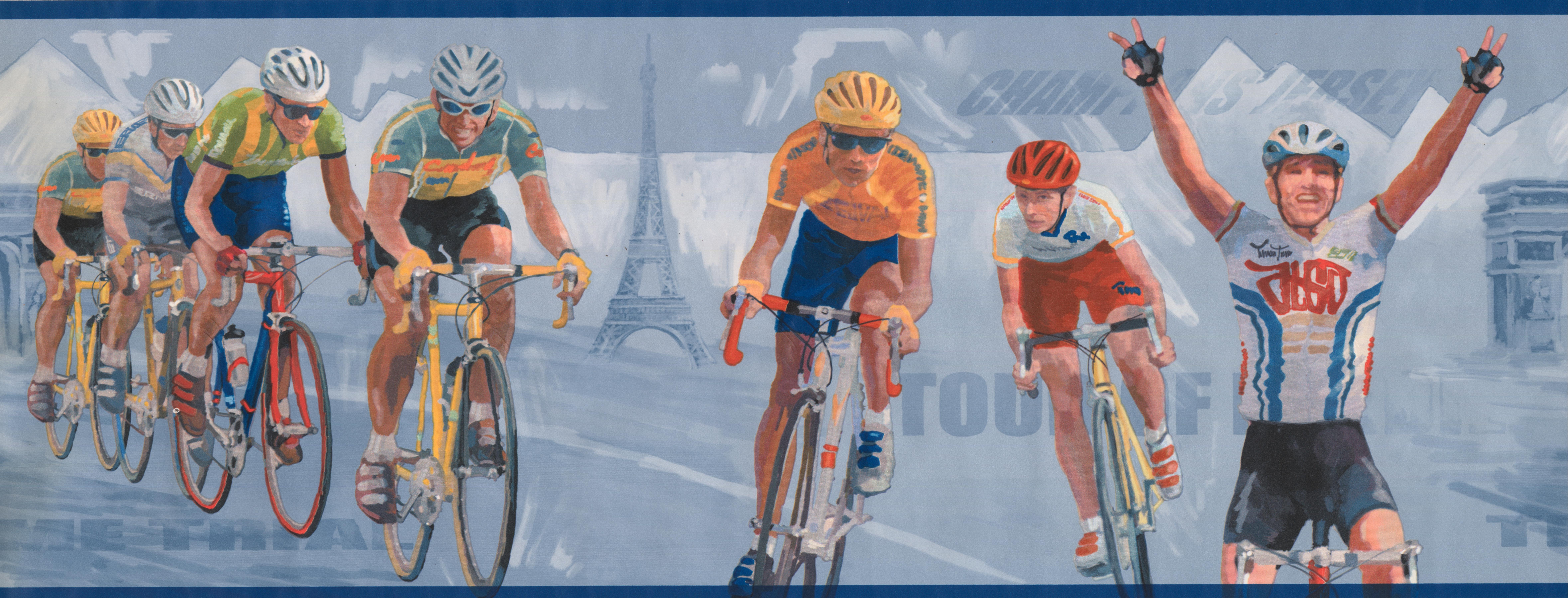 Roll 15 X 9 Size - Wall Paper Retro Tour De France - HD Wallpaper 
