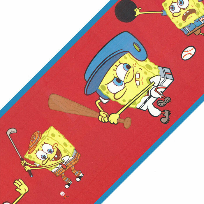 Sports Wallpaper Border In Borders - Spongebob Squarepants Sports Red Prepasted Wall Border - HD Wallpaper 