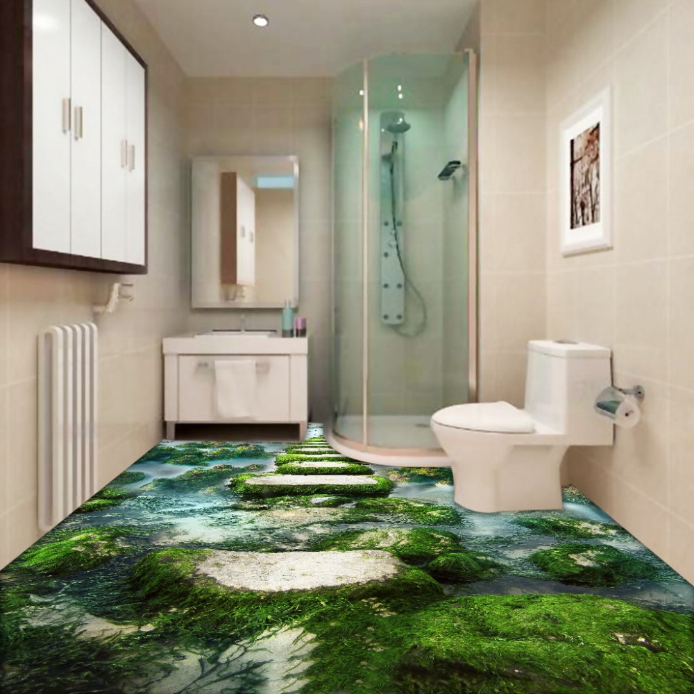 3d Vinyl Bathroom Floor - HD Wallpaper 