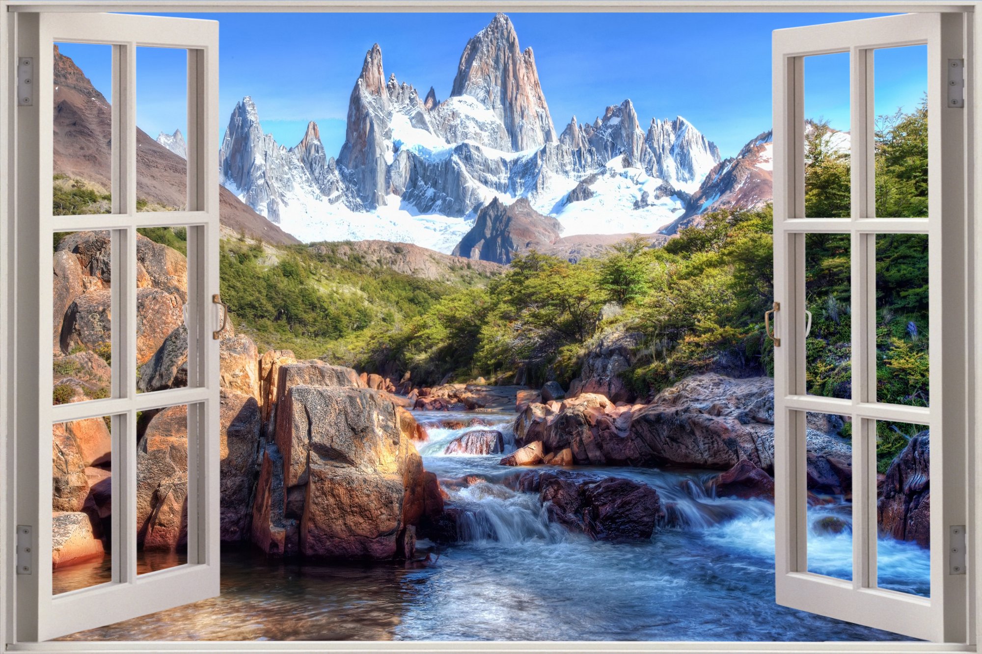 Ebay 3d Wallpaper - Mountain View Through Window - HD Wallpaper 