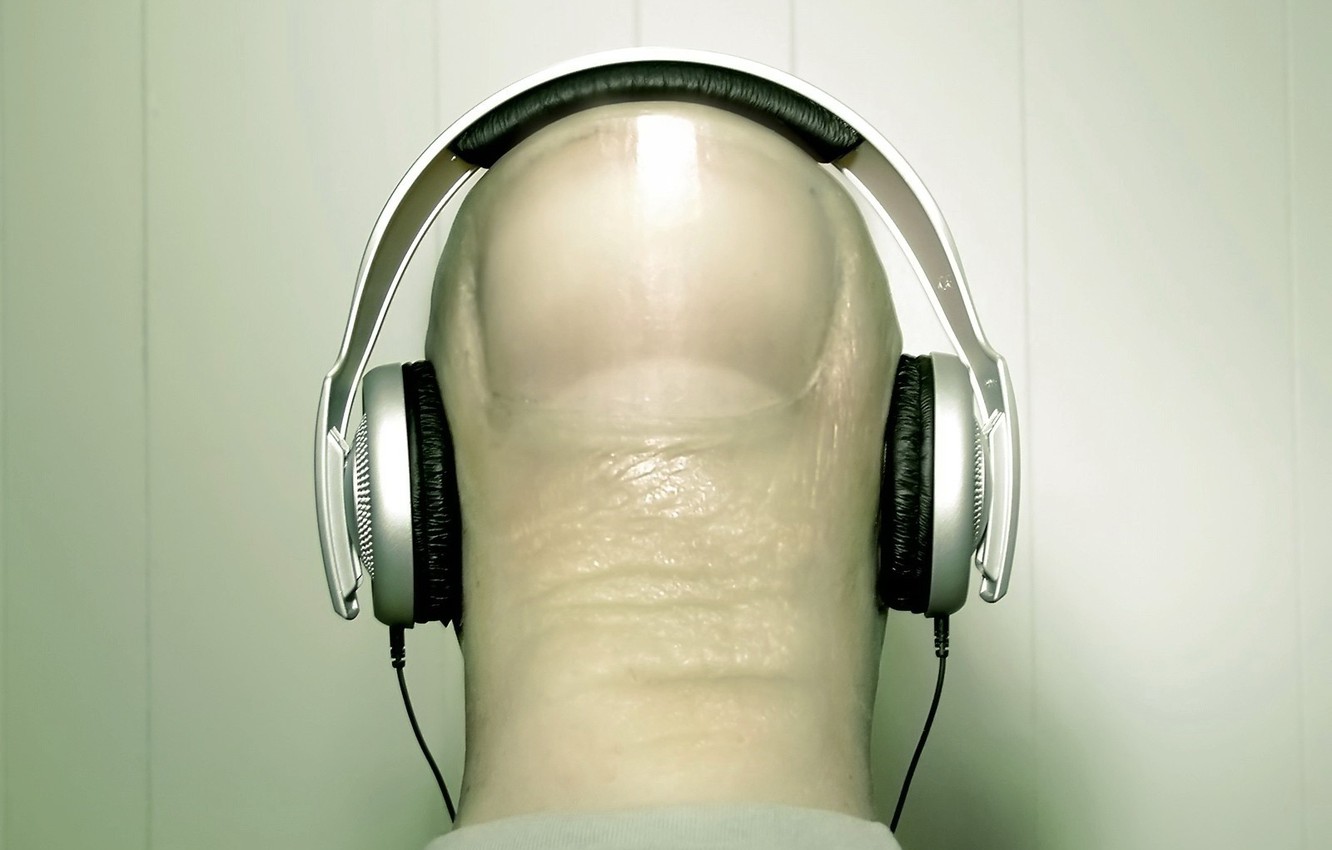 Photo Wallpaper Music, Headphones, Strange, Finger, - Headphones On A Head - HD Wallpaper 