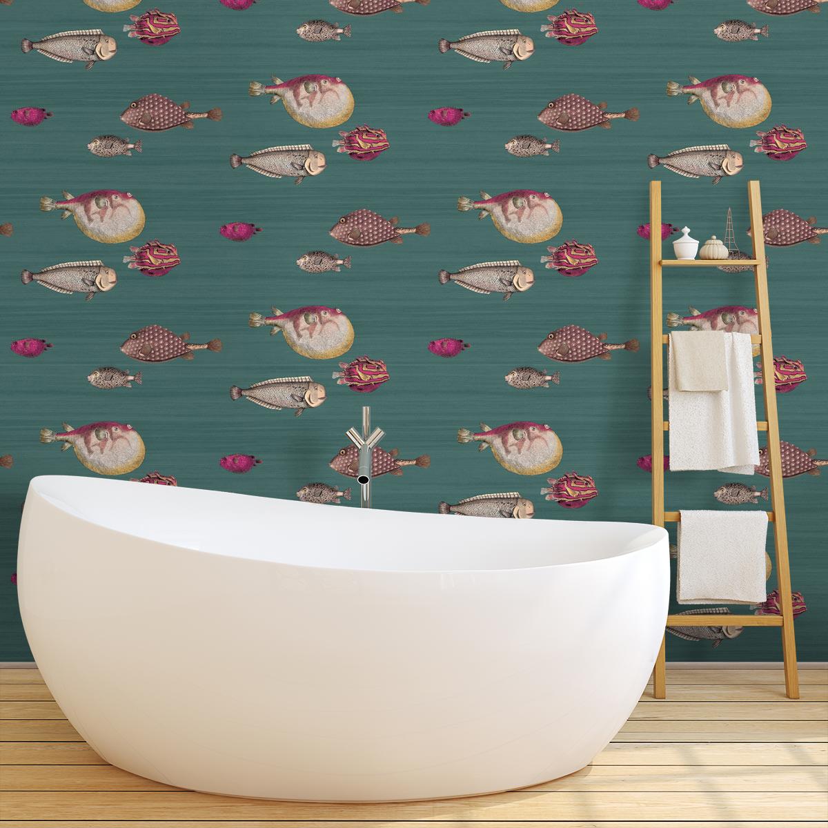 Acquario Wallpaper Cole And Son Soot 97/10048 Cole - Papier Peint Cole And Son Poisson - HD Wallpaper 