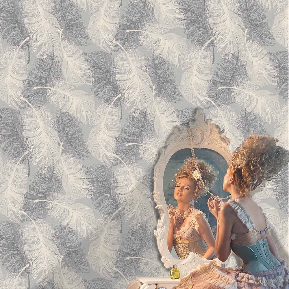 Coloroll Feather Dappled Grey - HD Wallpaper 