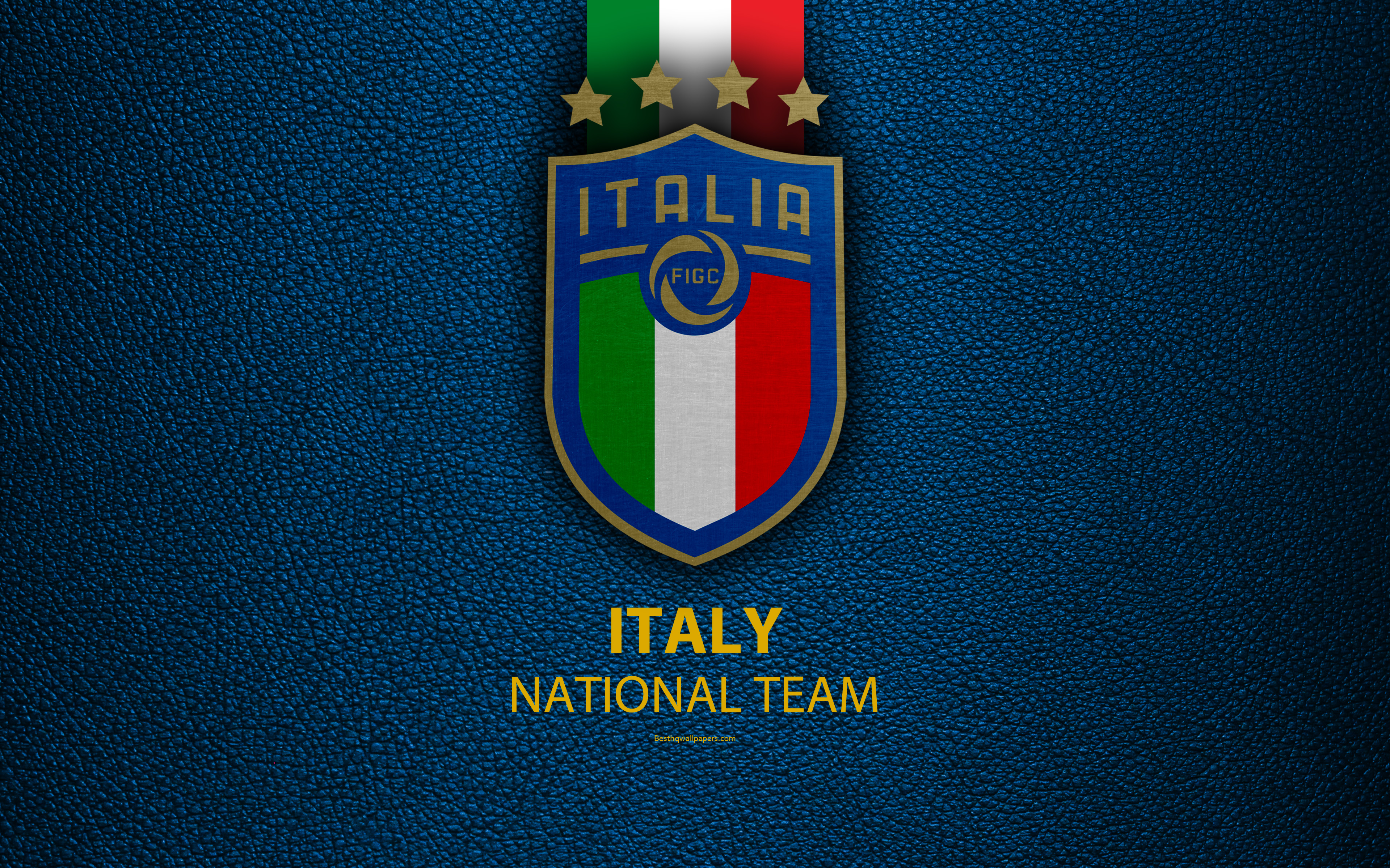 Italy National Football Team, 4k, Blue Leather Texture, - Italy National Team Logo - HD Wallpaper 