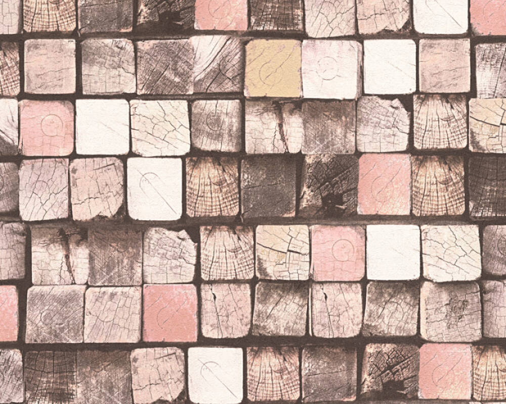 Création Wallpaper Wood, Brown, Cream, Pink - Tapete Rosa Braun - HD Wallpaper 