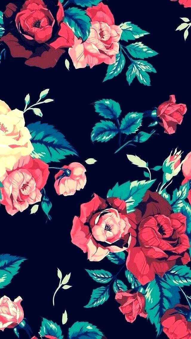 Iphone Wallpaper Flowers Black Floral Wallpaper Floral - Cool Rose Iphone Backgrounds - HD Wallpaper 