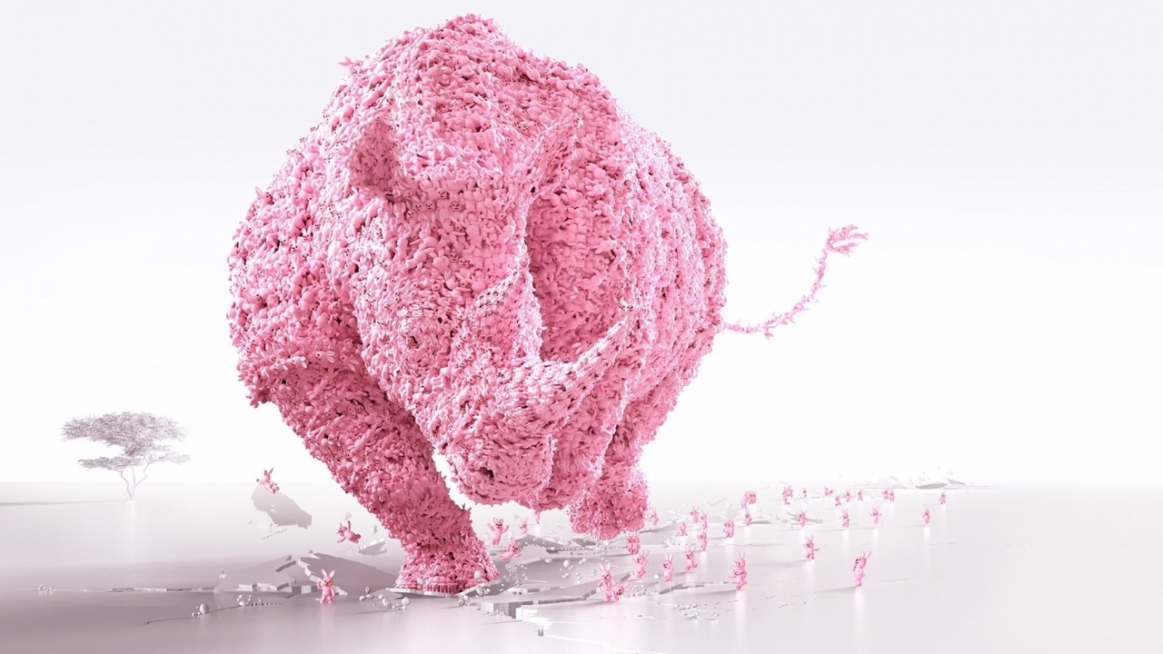 Wallpaper Pink, Rhino, Wood, Rhinoceros, Runs - Full Hd Wallpaper Rhyno - HD Wallpaper 