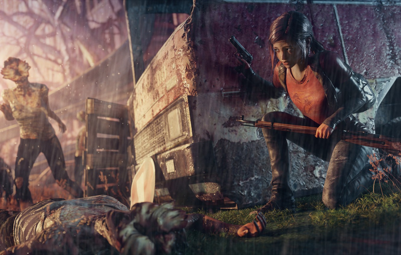 Photo Wallpaper Girl, Weapons, Fear, The Game, Zombies, - Last Of Us 4k Art - HD Wallpaper 