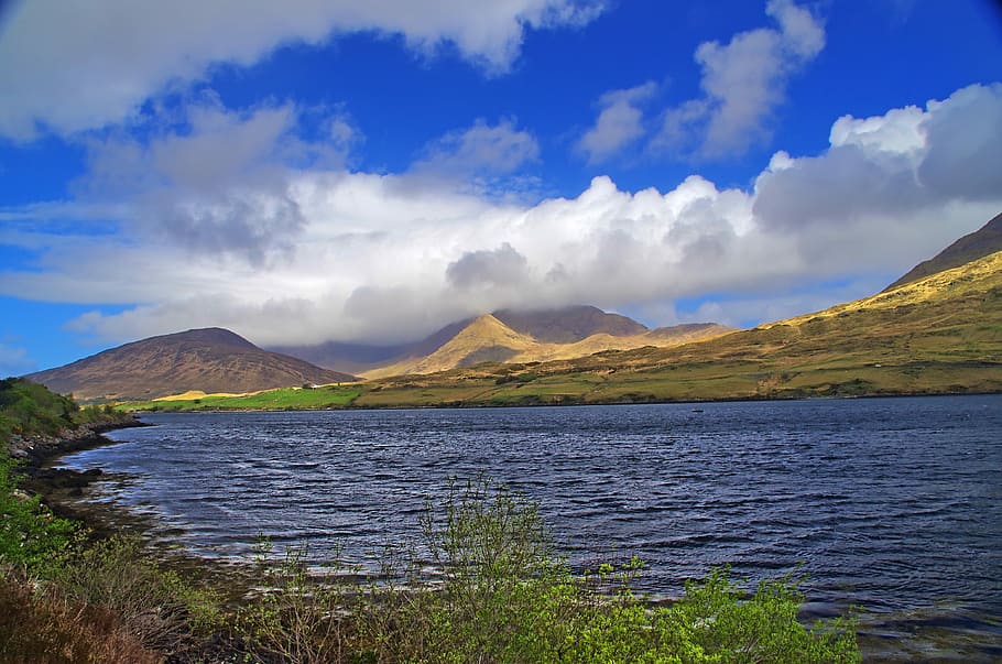 Ireland, Connemara, Galway, Mountains, Water, Sky, - HD Wallpaper 