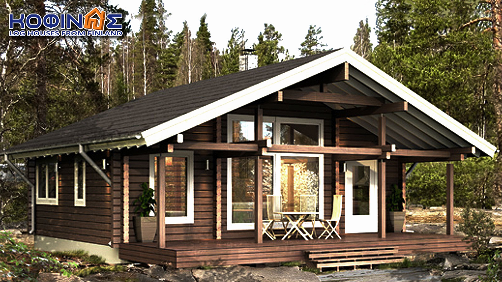 1 Story Log House Xi 57, Total Surface Of 57,20 M² - HD Wallpaper 