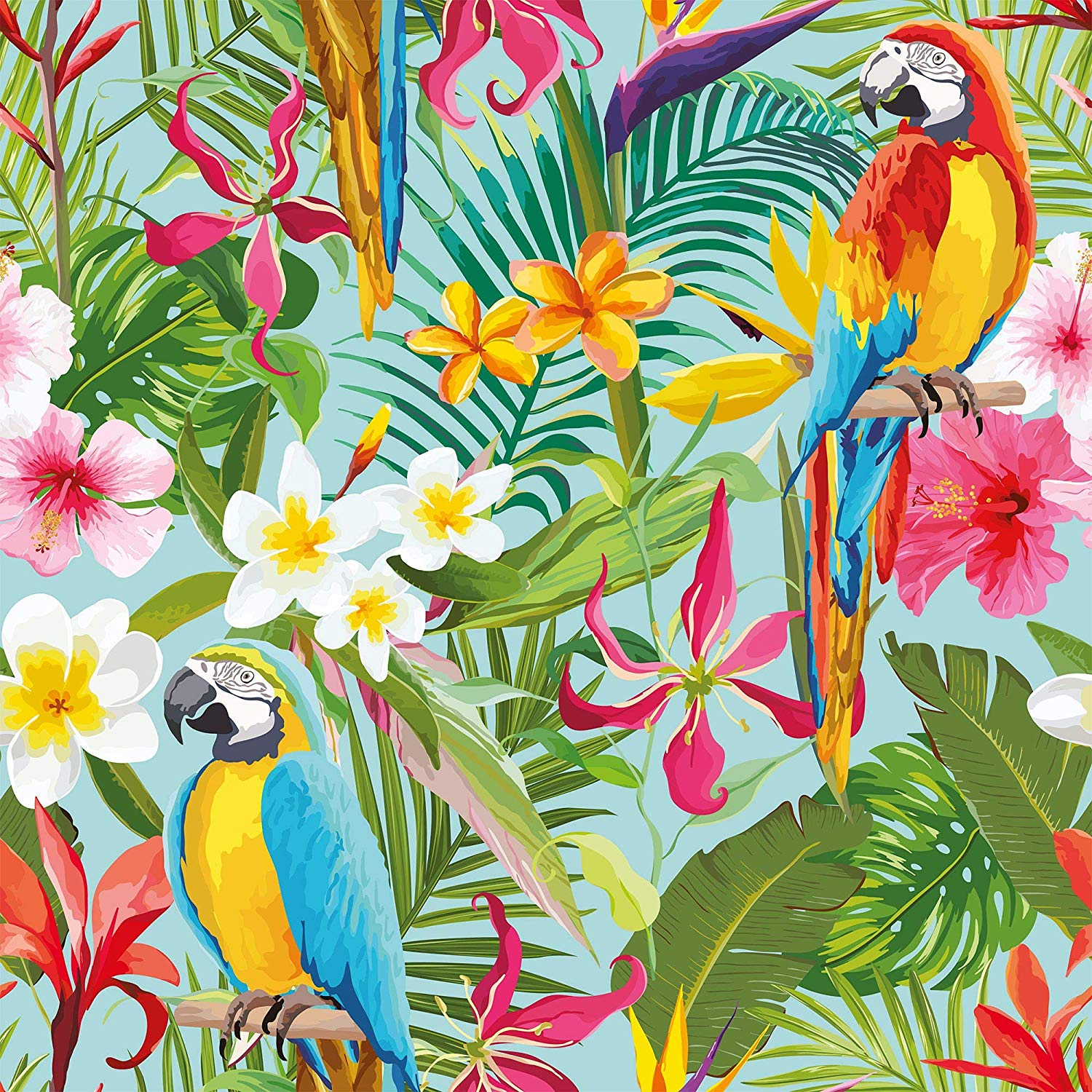 Tropical Flowers Pattern - HD Wallpaper 
