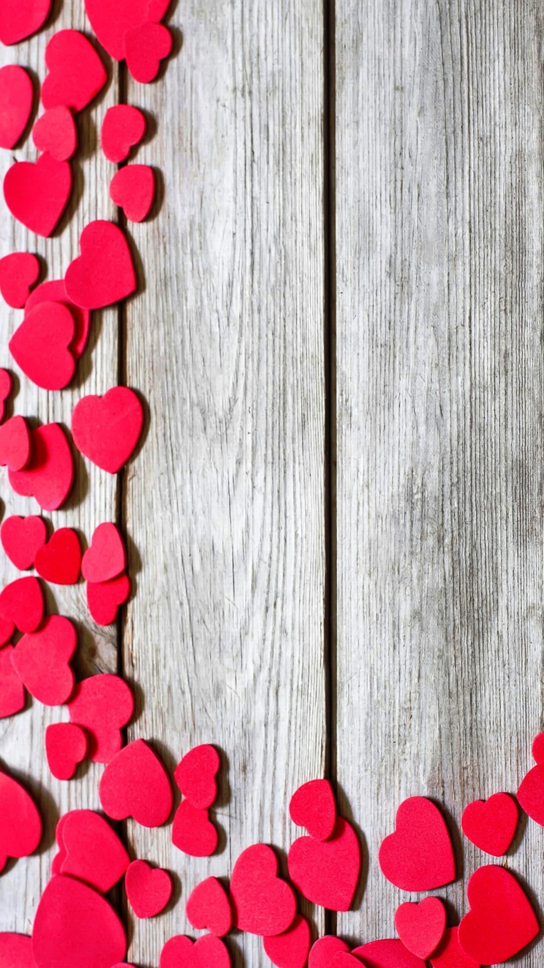 Iphone Wallpaper Red Hearts Wooden Background Resolution - HD Wallpaper 