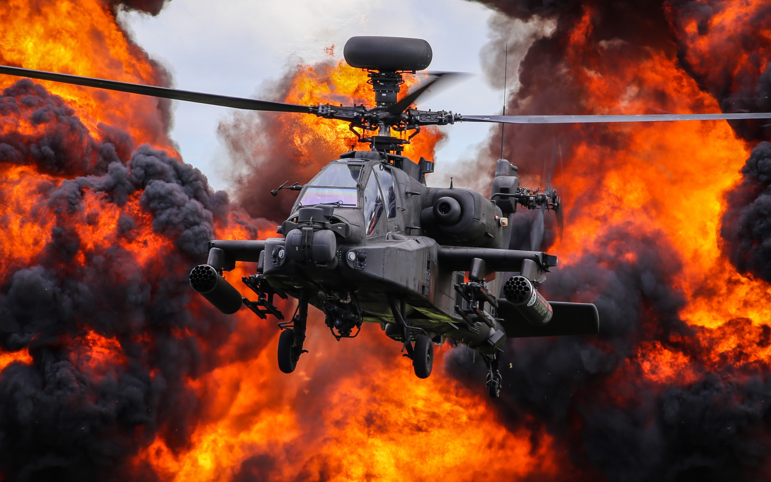 Wallpaper Of Aircraft, Attack Helicopter, Boeing Ah-64 - Firing Boeing Ah 64 Apache - HD Wallpaper 