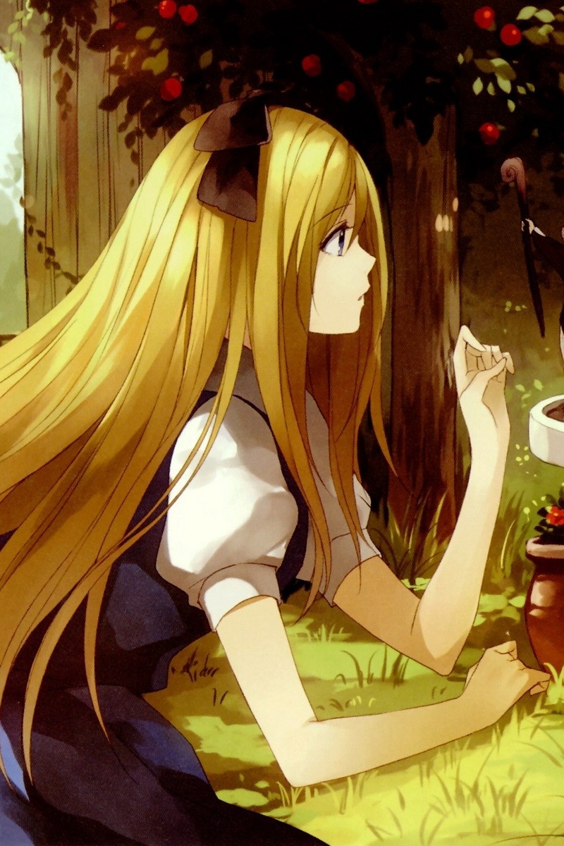 Wallpaper Girl, Blonde, Hamster, Hat, Garden, Flowers, - صور انمي في حديقه - HD Wallpaper 
