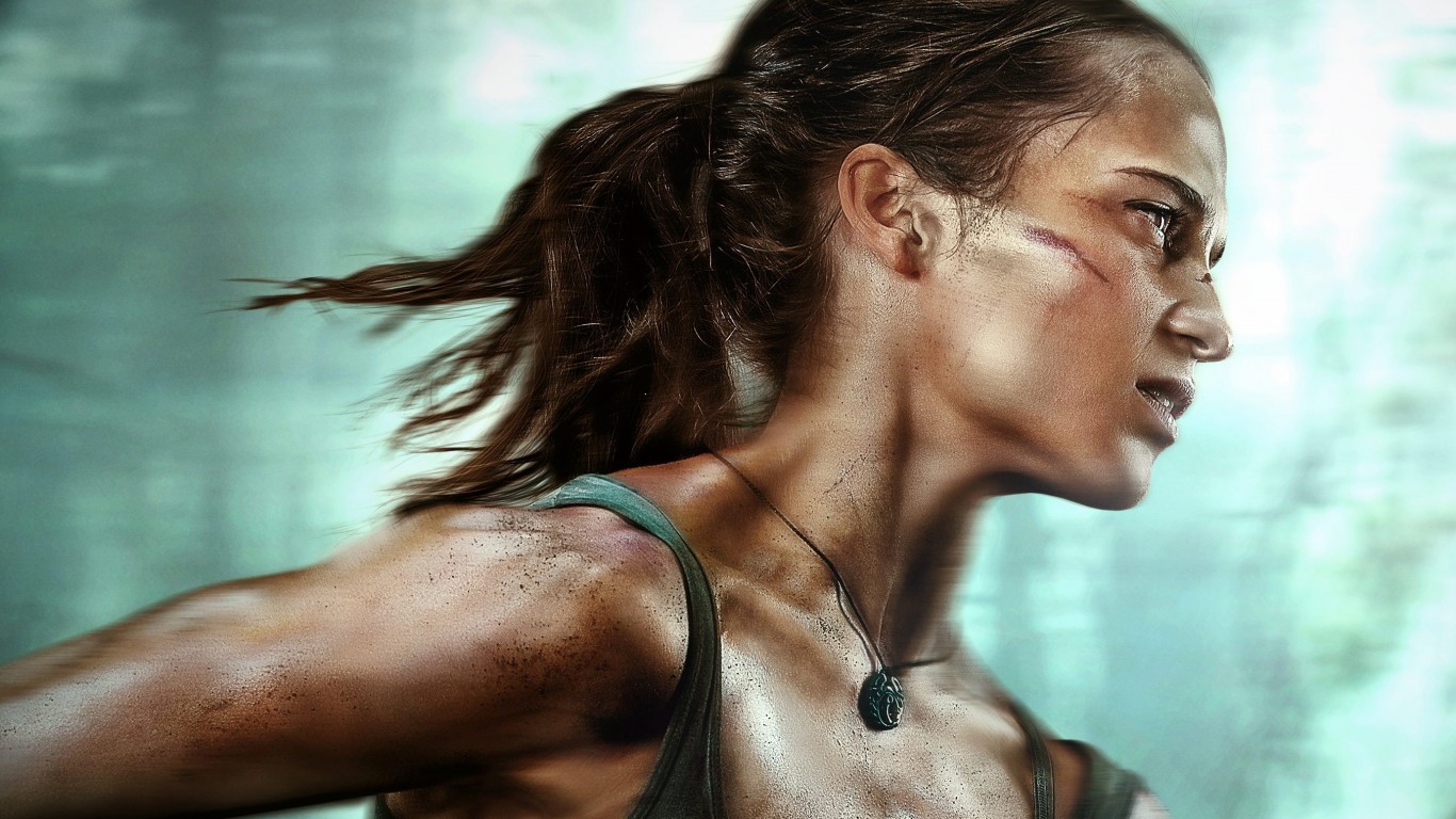 Tomb Raider, Alicia Vikander, Running, Profile View - HD Wallpaper 